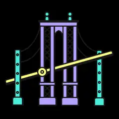 Cartoon suspension bridge with a seesawing beam
